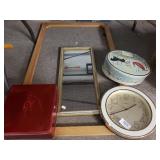 Howard Miller Clock, Frame, Mirror And Tins