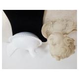 Milk White Nesting Hen Dish,  Cherub Profile