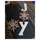 Large Wooden JOY Sign with Extra Snowflake