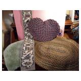 2 Braided Rugs, Bath Mat & Bird Wall Hanging