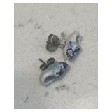 Vintage Delft Blue Holland Dutch Shoe Earrings