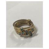 Vintage Stacking Ring Aquamarine Gold Tone