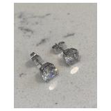 Vintage Platinum Tone Solitaire Earrings