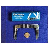 Brass & Pakka Wood Strips Handle Pocket Knife