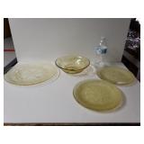 Vintage Depression Glass Plates And Bowl