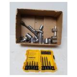 Assorted S K Drive Sockets, Dewalt Tips & Other