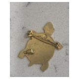 Vintage Gold Tone TURTLE Brooch/Pendant