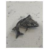 Vintage Striped Bass Fish Silver Pendant