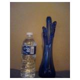 Vintage Blue Glass Candle Holder