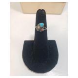 Sterling Silver Navajo Turquoise Ring - Size 4.5