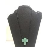 Jay King Sterling & Jade Cross Necklace