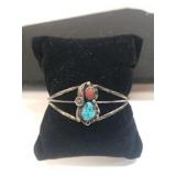 Sterling Silver Navajo Turquoise Cuff Bracelet