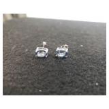 Sterling Silver Blue Topaz Stone Stud Earrings