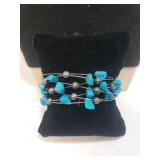 Turquoise & Pawn Silver Bracelet
