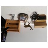 Brass Like Deer Figure, Small Digital Clock &