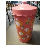 Pink Flowered Trash Can