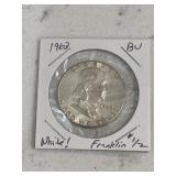 1963 Franklin Half Dollar Silver White BU Frosty