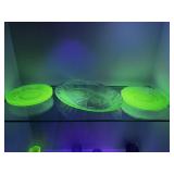 Green Depression Uranium Oval Serving Dish & 6