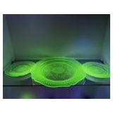 Large Uranium Serving Dish & Dessert Plates