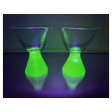 Vintage Clear To Uranium Glass Shot Glasses