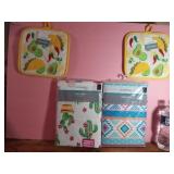 NEW 2 Rectangle Plastic Tablecloths & 2 Pot
