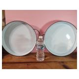 NEW 2 White Galvanized Round Trays
