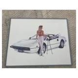 Vintage Ferrari Sportscar w/Playboy Girl Art