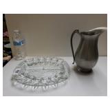 Pewter Pitcher And Egg Platter