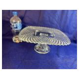 tage Square Cake Stand By LE Smith, Diamond Point