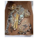 Assorted Costume Jewelry, Watch