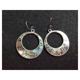 Ladies Abalone Shell Dangle Earrings - Marked