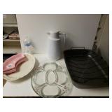 Roasting Pan,  Serving Platters,and  Pitcher