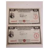 (2) Vintage Savings Bonds - Dated 1945 & 1946