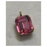 Vintage Faceted Pink Sapphire Gold Pendant 12k GF
