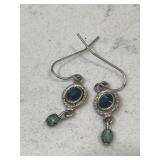 Vintage Sapphire Blue Aquamarine Earrings