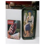 Metal Coca-cola Sign And Serving Tray