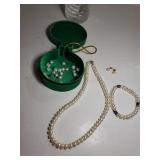 Ladies Pearl-like Necklace, Bracelet & Earring