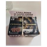 (2) Full Boxes 20 Gauge Copper Plated Buckshot