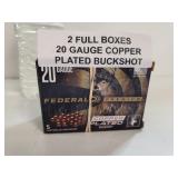 (2) Full Boxes 20 Gauge Copper Plated Buckshot