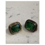 Vintage Signed Napier Emerald Green Earrings