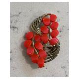 Vintage Pink Coral Style Brooch