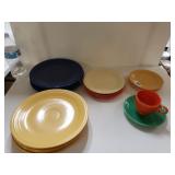 Genuine Fiesta Plates, Saucers And Cup. 15 Piece