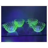 Four Cubed Pattern Uranium Tea Cups