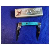 Two Blade Turquoise Handle Pocket Knife