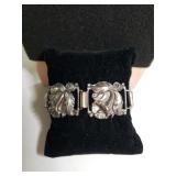 Ladies Sterling Silver Flower Link Bracelet