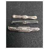 (3) Ladies Pins - 1 Marked Sterling