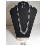 Ladies Clear Beaded Necklace W/matching Earrings