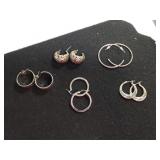 (5) Pair Ladies Silvertone Hoop Earrings