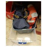 Storage Totes With No Lids, Life Vest And Duffle