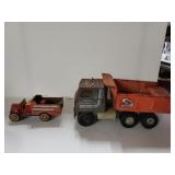 Vintage Metal Fire Truck And ERTL Dump Truck